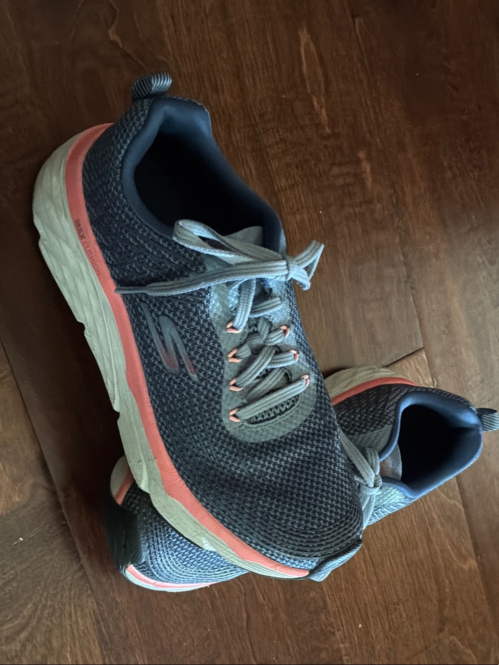 Skechers Womens Max Cushion Navy and Coral Athletic Sneakers